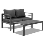 ZUN Aluminum Patio Furniture Set, 4 Pieces Modern Outdoor Conversation Set Sectional Sofa with Cushion 75618099