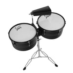 ZUN Percussion 13" & 14" Timbales Drum Set with Stand and Cowbell Black 80488868