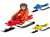 2-in-1 Kids Snow Racer Sled with Tow Rope, 30&deg Steering & Dual Foot Brakes Downhill Ski Sled, 01237271