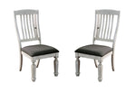 ZUN Transitional 2pcs Side Chairs Antique White Solid wood Gray Fabric Dining Room Furniture Chair Bold B011P203543