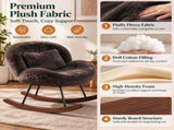 25.59"W x 33.66"D x 29.53"H Indoor Plush Rocking Chair, Soft Fluffy Lounge Rocker with Black Metal 00955809