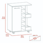 ZUN Bar Cart, Two External Shelves, Four Casters, Six Built-in Wine Rack, Single Door Cabinet -Light B07091826