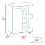 ZUN Bar Cart, Two External Shelves, Four Casters, Six Built-in Wine Rack, Single Door Cabinet -Light B07091826