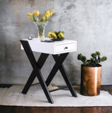 Fierce White and Black Accent Table with Built-in USB Port B2726P243282
