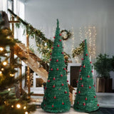 2 Pack, 6FT 5FT Artificial Pop Up Christmas Tree with Red Ball Ornaments for for Home Office Store 61198639