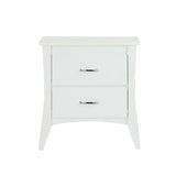 MDF Wooden Nightstand with 2 Drawers in White Finish B016P253796