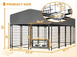 Dog Kennel Outdoor with Roof, 4.23'x7.81'x4.83' Welded Wire Enclosure, Heavy Duty Dog Crate with 76997181