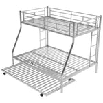 ZUN Twin over Full Bed with Sturdy Steel Frame, Bunk Bed with Twin Size Trundle, Two-Side Ladders, 22027007