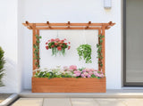 43.5*17.5*44.5 In Fir With Arched Lattice Raised Garden Bed Wooden Planting Frame Teak Color 39513939