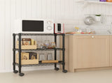 3-Layer Plastic Coated Iron Shelf with 1.5" Plastic Wheels 350*600*850 Black 03624024