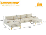 280*130*85 U-Shaped 4-Seat Linen Seat Frame Wooden Frame Back Iron Frame Golden Feet Indoor Modular 61904098