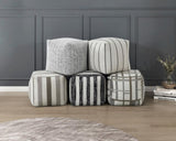 Square Pouf Multi-Color Jacquard Fabric Upholstery Modern Ottoman, Footstool, Non-Slip Floor Pouf, B011P251651