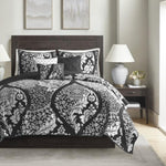 ZUN 6 Piece Printed Cotton Quilt Set with Throw Pillows Black Full/Queen B03597639