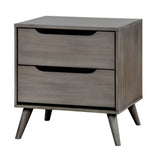 Mid-Century Modern Gray Color 1pc Nightstand Bedroom Furniture Solid wood Round Tapered Legs B011P236772