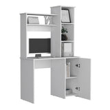 Carson Computer Desk with Hutch, Single Door Cabinet, Expansive Work Surface and 3-Tier Storage B200P188876