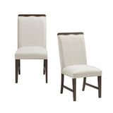 Contemporary Dining Set of 2 Side Chairs Beige Fabric Upholstery Brown Finish Wooden Furniture B011P355870
