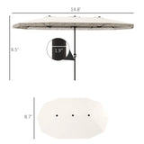 15ft Cream White Patio Umbrella UPF30 Outdoor Umbrella with Fringe and Crank Handle 86970460