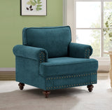 Modern Sofa for Living Room,38"Green Chenille Sofa Couch, Sectional Love Seat Sofa Couch with Brown W1708135965