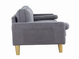 Modern Mid-Century Style Linen Sofa with 2 Pillows, Bedroom Furniture, Home Office 3 Seat Sofa 18728891