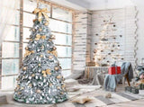 7 FT Snow Flocked Pre-lit Artificial Pop Up Christmas Tree with 170 Warm Lights and Golden Ornaments 44029912