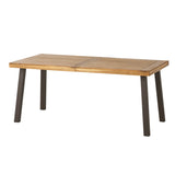 ZUN Della Acacia Wood Dining Table, Natural Stained with Rustic Metal, Brown, Grey 57192.00INTL