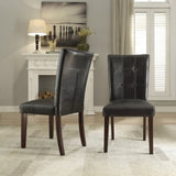 ZUN Dark Cherry Finish Wood Dining Chairs Set of 2 Faux Leather Upholstered Button Tufted Kitchen Dining B011P177580