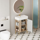 21.6" Open-shelving Bathroom Vanity with Ceramic Sink and Soft-Closing Door, Cloakroom Open Shelf 46799268