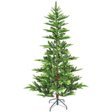 Artificial 7ft Green LED-lit Christmas Tree with 960PE/PVC Mixed Branch Tips,Hinged Premium & 06504748