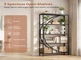 5-Tier Half-Moon Geometric Bookshelf Industrial Open Bookcase with Anti-Tipping Device 56997935