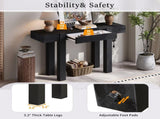 TREXM Rustic Minimalist Console Table with Hidden Drawer, Side Power Outlet,Wood Entryway Table for N715P361518B