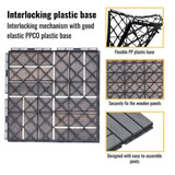 30 PCS Interlocking Deck Tiles Checker Pattern, 12" x 12" Square Light Gray Acacia Hardwood Outdoor W2391P288857