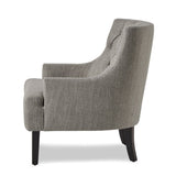 Modern Traditional Accent Chair Button Tufted Taupe Fabric Upholstery Solid Wood 1pc Living Room B011P182656