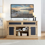 Embossed Pattern TV Stand, TV and Media Console with Open and Closed Storage Space and sliding door W1758P231685
