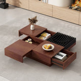 ITALIAN RETRO - INSPIRED ACACIA WOOD STORAGE COFFEE TABLE ,BROWN & BLACK COLOR N770P270584B