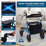 Outdoor Rolling Rollator Walker 9.5" All-Terrain Wheels, 6-Level Adjustable , Foldable, 42525850