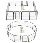 ZUN 16 Panels Dog Playpen for outdoor,yard,camping,31.6"Height dog fence with 2 doors. 00676865