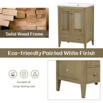 ZUN 24" Bathroom Vanity without Sink, Base Only, Rattan Cabinet with Doors and Drawer, Solid Frame and WF297609AAD