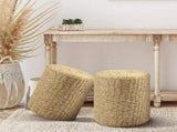 Decor Round Pouf Ottoman Double-Strand Beige Paper Rope Pouf Footrest, Foot Stool, 33969426