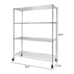 ZUN 4-Tier NSF Heavy Duty Adjustable Storage Metal Rack with Wheels & Shelf Liners Ideal for Garage, 20930977