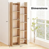 25.5" x 8" x 64" Wooden Bookcase with Anti-Tipping Kits - Natural 74681126