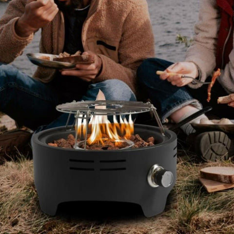 ZUN 15 inch Outdoor Portable Propane Fire Pit, Camping Fire Pit Cooking Support Tabletop Fire Pit W853135526