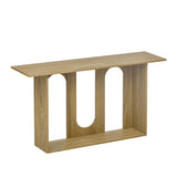 U_STYLE Modern and Curved Design Ash Veneer Console Table with Shelf,Suitable for Entryway,Hallway N711P241287O