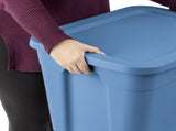 (4 pack) 18 Gallon Tote, Plastic Storage Bin with Snap-on Lid, Stackable, Blue 01884659