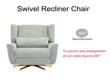 Power Recliner Chair Swivel,Boucle Upholstered 360&deg Swivel Recliner with gold 5 star base-light N771P298185L