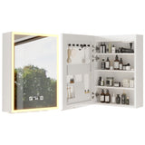 White Particleboard LED Mirror Cabinet , Acrylic Frame, 1 Door, 4 Shelves, with Time & 64671895