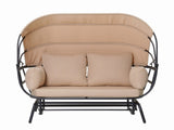 2-Person Outdoor Swing Chair with Adjustable Canopy, Modern Egg Shaped Rocking Lounge Chair with W3990P430773