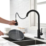 Black Kitchen Faucet, Kitchen Faucets with Pull Down Sprayer Commercial Stainless Steel Single 43249908
