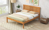 Platform Bed Frame with Headboard, Wood Slat Support, No Box Spring Needed, Full, Oak WF212812AAN