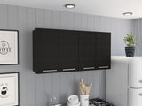 Stockton Rectangle Four Swing Doors Wall Cabinet Black Wengue B06280441