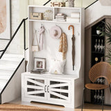 U-Can 43.3'' Entryway Bench with Coat Rack, 3-in-1 Design and Adjustable Shelves, Hall Tree with 7 N724P264668K